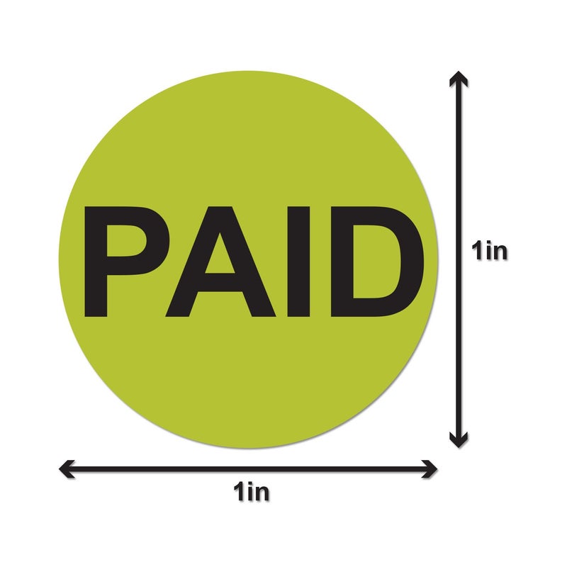 OfficeSmartLabels Paid Pricing Labels (1 inch, Lime Green - 300 Labels) Circle Dot Paid Stickers for Retail Store Sales, Yard Sale & Garage Sale Stickers - Pressure Sensitive - Image 2